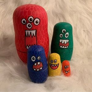 Set of 5 Hand Painted Nesting Monsters